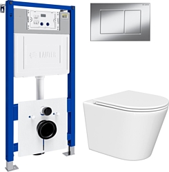 Унитаз Lauter Longer 2110822 с кнопкой 219701J (прямоугольная, хром)