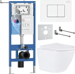 Унитаз Roxen Antares в комплекте с инсталляцией StounFix Dual Fresh 6 в 1 868543 (кнопка: белый глянцевая)
