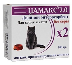 Цамакс Двойной энтеросорбент для кошек и котов без серы (мягкая, пролонгирующая очистка)