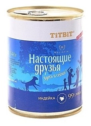 Titbit (0.34 кг) 1 шт. Консервы для собак Настоящие друзья Мясное ассорти с индейкой