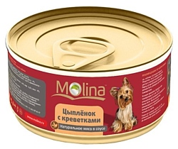 Molina (0.085 кг) 12 шт. Консервы для собак Цыпленок с креветками в соусе
