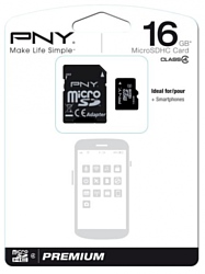 PNY Premium microSDHC Class 4 16GB + SD adapter