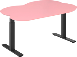 WellDesk двухмоторный, ДСП 28 мм, столешница в форме острова (розовый/черный)