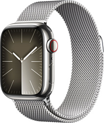 Apple Watch Series 9 LTE 41 мм (корпус из нержавеющей стали, металлический ремешок)