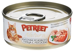 Petreet (0.07 кг) 1 шт. Natura Кусочки розового тунца с лососем