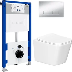 Унитаз Lauter Square 214903 с кнопкой 219703HD (узкая, сатин)