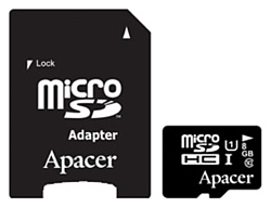 Apacer microSDHC Card Class 10 UHS-I U1 8GB + SD adapter