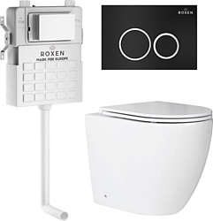 Унитаз Roxen Antares в комплекте с инсталляцией Attach 5 в 1 966880 (кнопка: черный матовый с хромированной окантовкой клавиш)