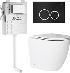Унитаз Roxen Antares в комплекте с инсталляцией Attach 5 в 1 966880 (кнопка: черный матовый с хромированной окантовкой клавиш)