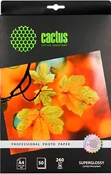 Фотобумага CACTUS Суперглянцевая А4 260 г/м2 50 листов (CS-HGA426050)