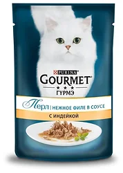 Корм для кошек Gourmet (0.085 кг) 1 шт. Perle Мини-филе в подливе с индейкой