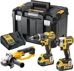 Дрель-шуруповерт DeWALT DCD796 + гайковерт DCF887 + УШМ DСG412 DCK383P2T