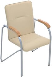 Стул Helmi Самба HL-F03 344614 (металл алюминий/экокожа/бежевый/бук BOX2)