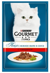Gourmet (0.085 кг) 1 шт. Perle Мини-филе в подливе с говядиной