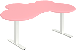 WellDesk двухмоторный, ДСП 28 мм, столешница в форме бабочки (розовый/белый)