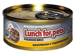 Lunch for pets (0.1 кг) 1 шт. Консервы для кошек - Рубленое мясо: Цыпленок с перепелкой