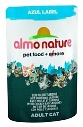 Almo Nature Azul Label Adult Cat Chicken and Sardines (0.07 кг) 24 шт.