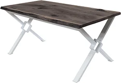 Кухонный стол Buro7 Икс-ромб 180 (с обзолом и сучками, дуб мореный/белый)
