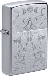 Zippo Satin Chrome Butterfly and Wolf 49591