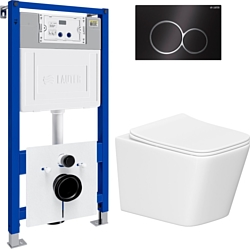 Унитаз Lauter Square 214903 с кнопкой 219704E (круглая, черный)