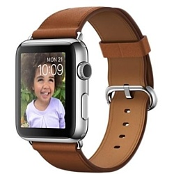 Apple Watch 42mm Stainless Steel with Saddle Brown Classic (MMFT2)