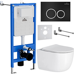 Унитаз Roxen Vortex Tornado в комплекте с инсталляцией StounFix Slim 6 в 1 964295 (кнопка: черный матовый)