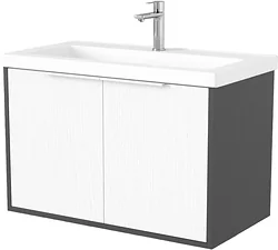 Тумба под умывальник Дабер 018 Тобага/Эридан 80 Т18.8Т.0.20Б (белый древесный/серый/ручка белая)