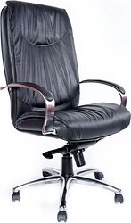 Кресло Деловая обстановка Шеф Хром XH кожа (черный)