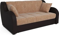 Прямой диван Мебель-АРС Аккордеон Барон (микровелюр/экокожа, кордрой бежевый/коричневый)