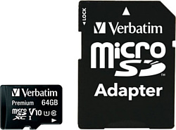 Карта памяти Verbatim Premium 44084 64GB + адаптер