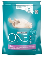 Purina ONE (0.2 кг) Для кошек с чувствительным пищеварением с Индейкой и рисом