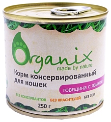 ORGANIX (0.25 кг) 1 шт. Консервы для кошек с говядиной и языком