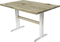 Кухонный стол Buro7 Двутавр 110 (с обзолом и сучками, дуб беленый/белый) Кухонный стол Buro7 Двутавр 110 (с обзолом и сучками, дуб беленый/белый)