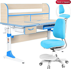 Anatomica Study-120 Lux + надстройка + органайзер + ящик с голубым креслом Ragenta (клен/голубой)