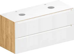 Тумба под умывальник ЗОВ Дион 120 D120LHO0M9003GKV5-KP13W (белый глянец/дуб)
