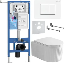 Унитаз Roxen Royal Matt в комплекте с инсталляцией StounFix Dual Fresh 6 в 1 868649 (кнопка: брашированное золото матовая)