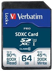 Verbatim Pro SDXC Class 10 UHS-3 64GB