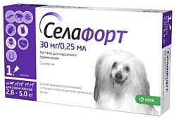 KRKA Селафорт Капли от блох, клещей, власоедов для собак от 2,6 до 5 кг
