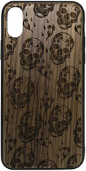 Case Wood для Apple iPhone X (зебрано, черепа)