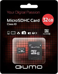 QUMO microSDHC QM32GMICSDHC10U3 32GB (с адаптером)
