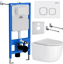 Унитаз Roxen Vortex Tornado в комплекте с инсталляцией StounFix Slim 6 в 1 964425 (кнопка: белый глянец)