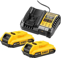 Аккумулятор с зарядным устройством DeWalt DCB1104D2 (18В/2x2 Ач + 12/18В)