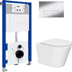 Унитаз Lauter Longer 2110822 с кнопкой 219701HD (узкая, хром)