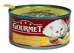 Gourmet Кусочки в паштете с Курицей и почками (0.195 кг) 1 шт.