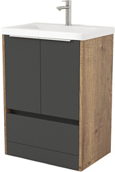 Тумба под умывальник Дабер 017 Тобага/Эридан/Артвин 60 Т17.6Т.0.22Б (дуб галифакс/серый/ручка белая)