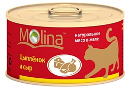 Molina (0.08 кг) 12 шт. Консервы для кошек Цыпленок и сыр
