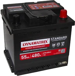 Автомобильный аккумулятор Dynamatrix Standard R+ 480A (55Ah)
