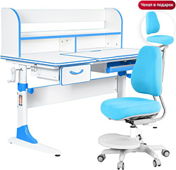 Anatomica Study-120 Lux + надстройка + органайзер + ящик с голубым креслом Ragenta (белый/голубой)
