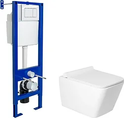 Унитаз Saniteco KW-9004W + Berges АТОМ 410 040333 (с кнопкой) Унитаз Saniteco KW-9004W + Berges АТОМ 410 040333 (с кнопкой)