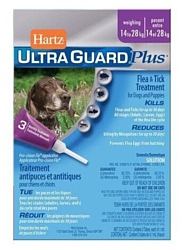 Hartz UltraGuard Plus капли от клещей и блох на холку для собак весом 14–27 кг 4,1 мл
